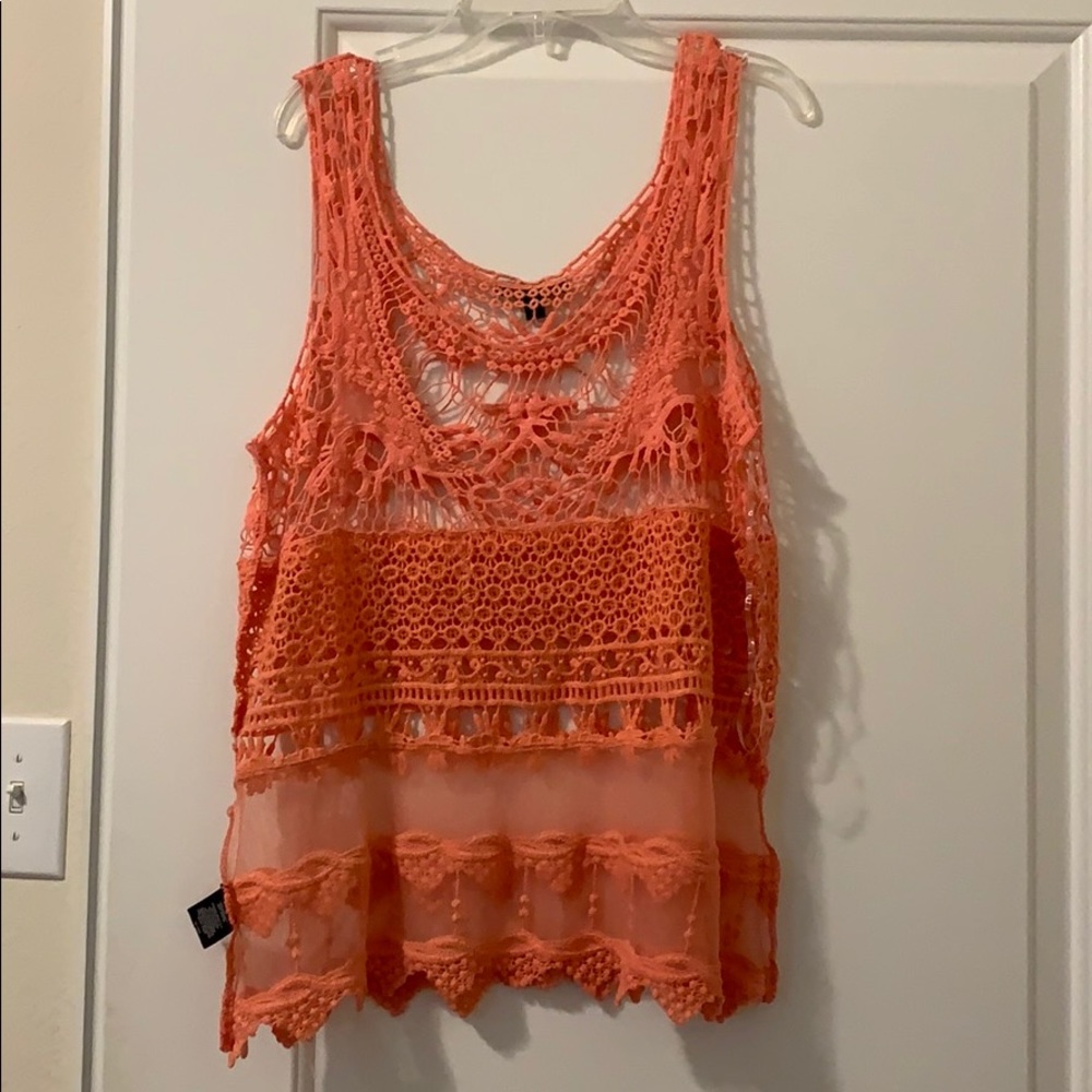 Pink lace top/cover up